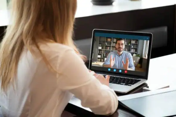 image of woman attending online mediation Farnborough speak to our team today!